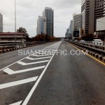 ตีเส้นถนนโครงการปรับปรุงสะพานข้ามแยก ถนนพระรามที่ 4-สีม (ไทย-ญี่ปุ่น)
