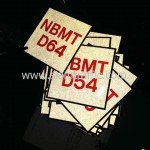 สติ๊กเกอร์สะท้อนแสงสกรีนข้อความ "NBMT D01-D80" ขนาด 10 x 10 เซนติเมตร