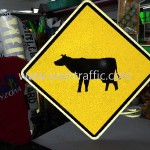 Cambodian Road Sign Animals Crossing W1-36 Improvement of National Road 56 (NR56)