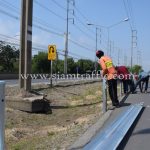 guard rail ในทางหลวงหมายเลข 3 ตอน บางปิ้ง - บางตำหรุ ระหว่าง กม.39+000 – กม.39+800