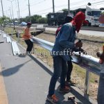 w beam guard rail ในทางหลวงหมายเลข 3 ตอน บางปิ้ง - บางตำหรุ ระหว่าง กม.39+000 – กม.39+800