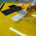 Right turn first warning street sign export to Yangon Myanmar