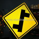 Left turn first warning road sign export to Yangon Myanmar