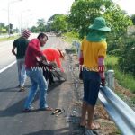 guardrail ติดตั้งที่ ตาลาด-หนองแวงโสกพระ ปริมาณงาน 248 เมตร