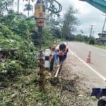 ราวเหล็กลูกฟูกกั้นขอบทาง ติดตั้งที่แยกทางหลวงหมายเลข 4139 บ้านคลองโตน อำเภอสวี จังหวัดชุมพร