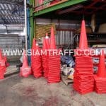 กรวยจราจรสูง 70 เซนติเมตร คาดแถบสะท้อนแสงสีขาว 2 แถบ