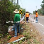 ขั้นตอนการติดตั้งการ์ดเรล แขวงทางหลวงหนองคาย