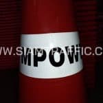 กรวยจราจร คาดแถบสะท้อนแสง สกรีนข้อความ M Power กรวยจราจร คาดแถบสะท้อนแสง สกรีนข้อความ M Power